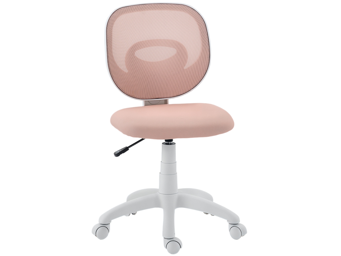 Cadeira De Escritório Ergonómica Sem Braços Em Rede, Altura Regulável, Cor Rosa