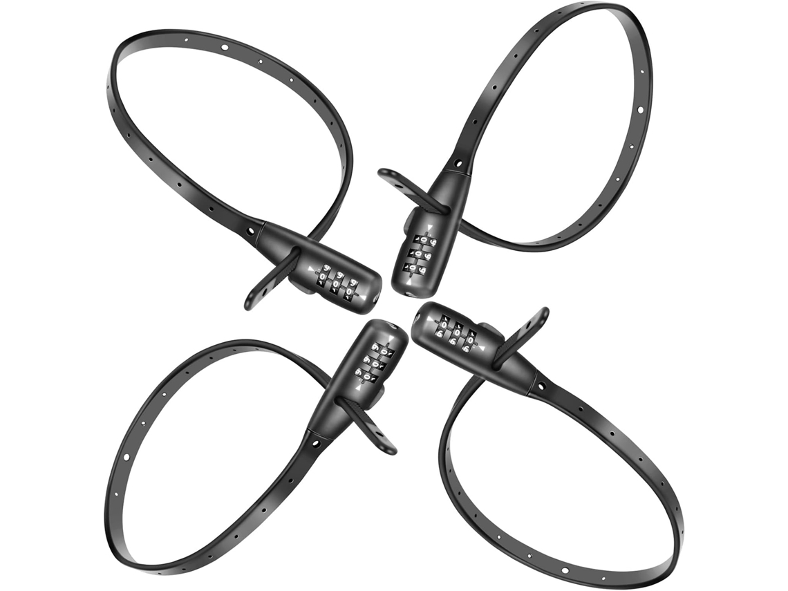 Conjunto De 4 Cadeados Ajustáveis 56 Cm Com Combinação 3 Dígitos Para