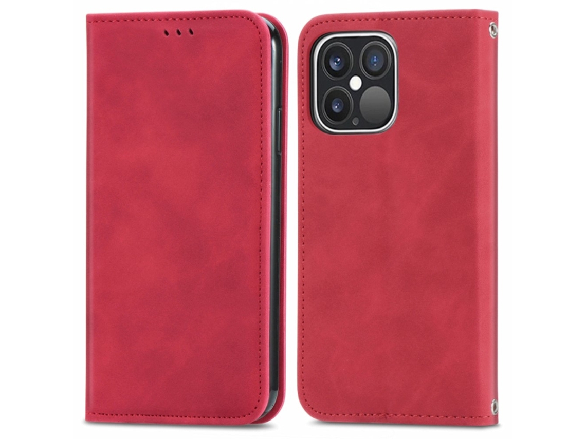 Capa Para Iphone 15 Plus Pele Sintética Com Porta-cartões Vermelho