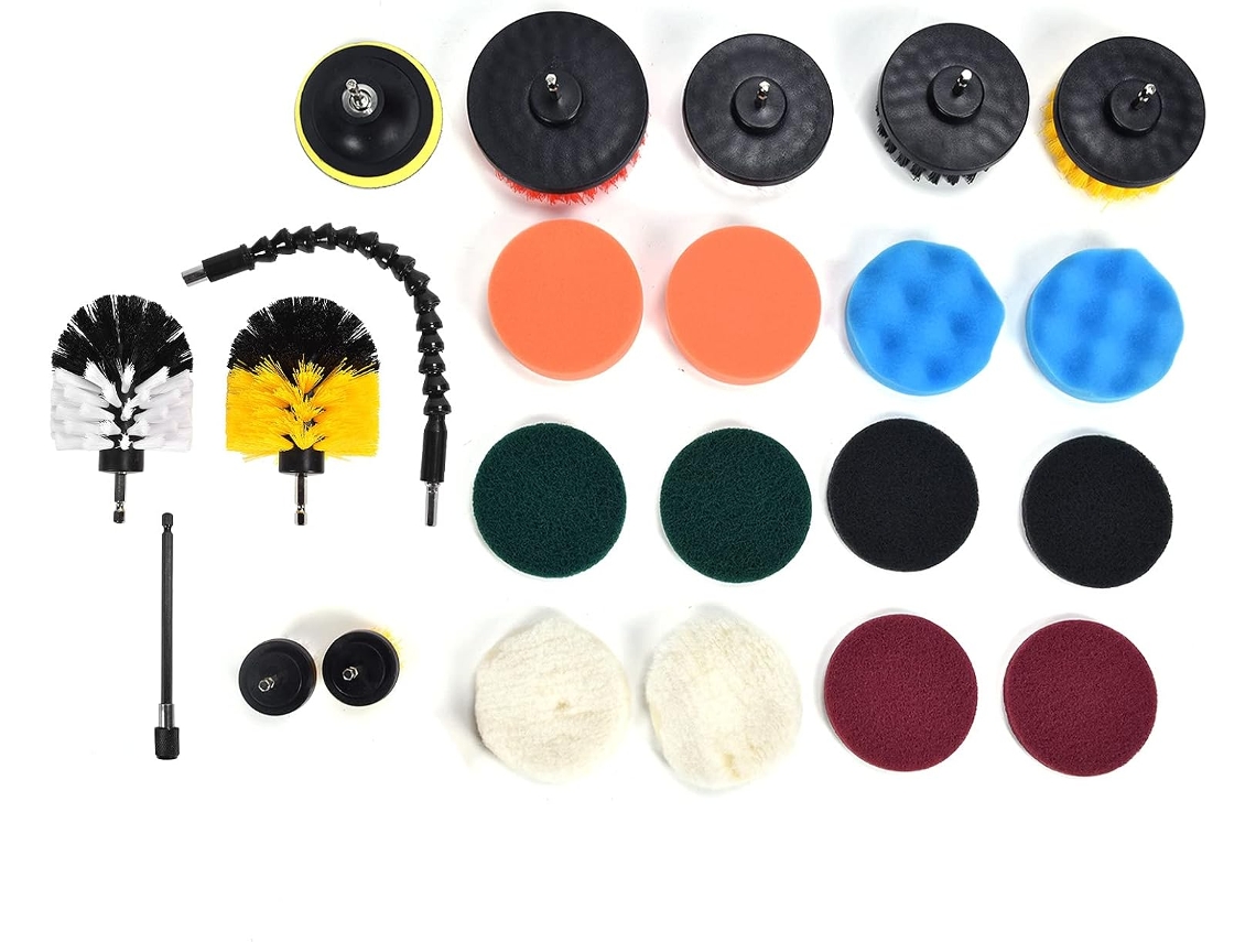 Kit De Escovas Para Furadeira Aynefy Com 23 Peças, Conjunto De Acessórios Para Escovas Furadeira, Kit De Limpeza Com 2 Hastes