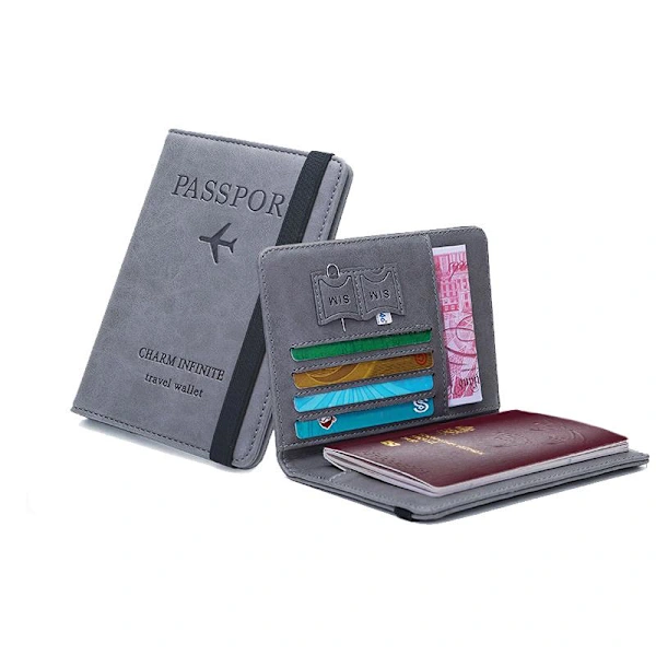 Carteira Porta-passaporte De Viagem Com Proteção Rfid, Cinza, Pacote Com 1 Unidade