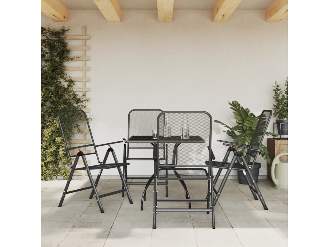 5 Pcs Conjunto De Jantar Para Jardim Rede De Metal Antracite Dkd Home Decor