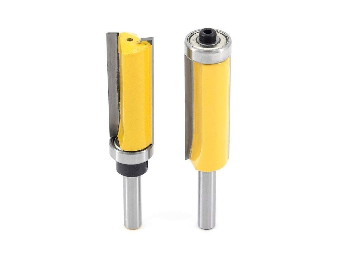 Fresa de acabamento rente de 8 mm, lâminas longas de metal duro, para madeira maciça, MDF, compensado, tupia manual de mesa.