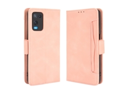Capa para Oppo Oppo A54 4g Pele Sintética com Porta cartões Rosa1