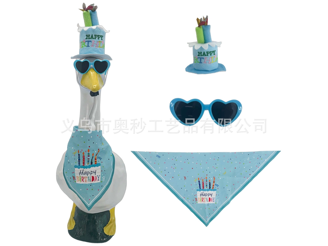 Laxiscreed Estátua De Ganso De Jardim De 23 Polegadas Com Acessórios Para Festas, Decoraçao De Porta E Bolo Azul
