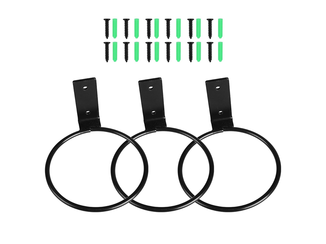 Suporte De Vasos Parede 5 Polegadas 3 Peças Anéis Metal