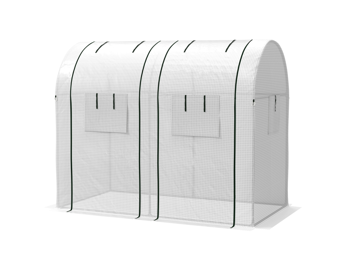 Estufa 1,8m² Com 2 Portas Zip E 4 Janelas, Aço Pe Branco