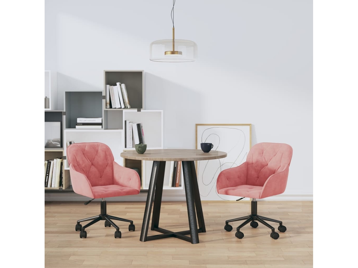 Vidaxl Cadeiras De Jantar Giratórias 2 Pcs Veludo Rosa