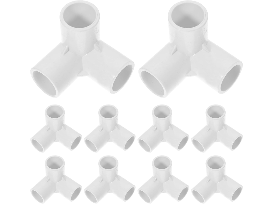 Conector De Pvc Branco 3 Vias E 1/2 Polegada, Pacote Com 10 Unidades,