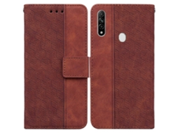 Capa De Celular Em Couro Com Relevo Geométrico Para Oppo A8 / A31 2020