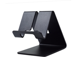 Suporte Para Celular De Mesa, Base Plana, Liga De Alumínio Preta