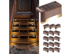 Rebe luzes Solares Exteriores para Escadas, Jardim e Pátio, Impermeáveis Led Branco Quente com Instalação Fácil Cáscara Marrom