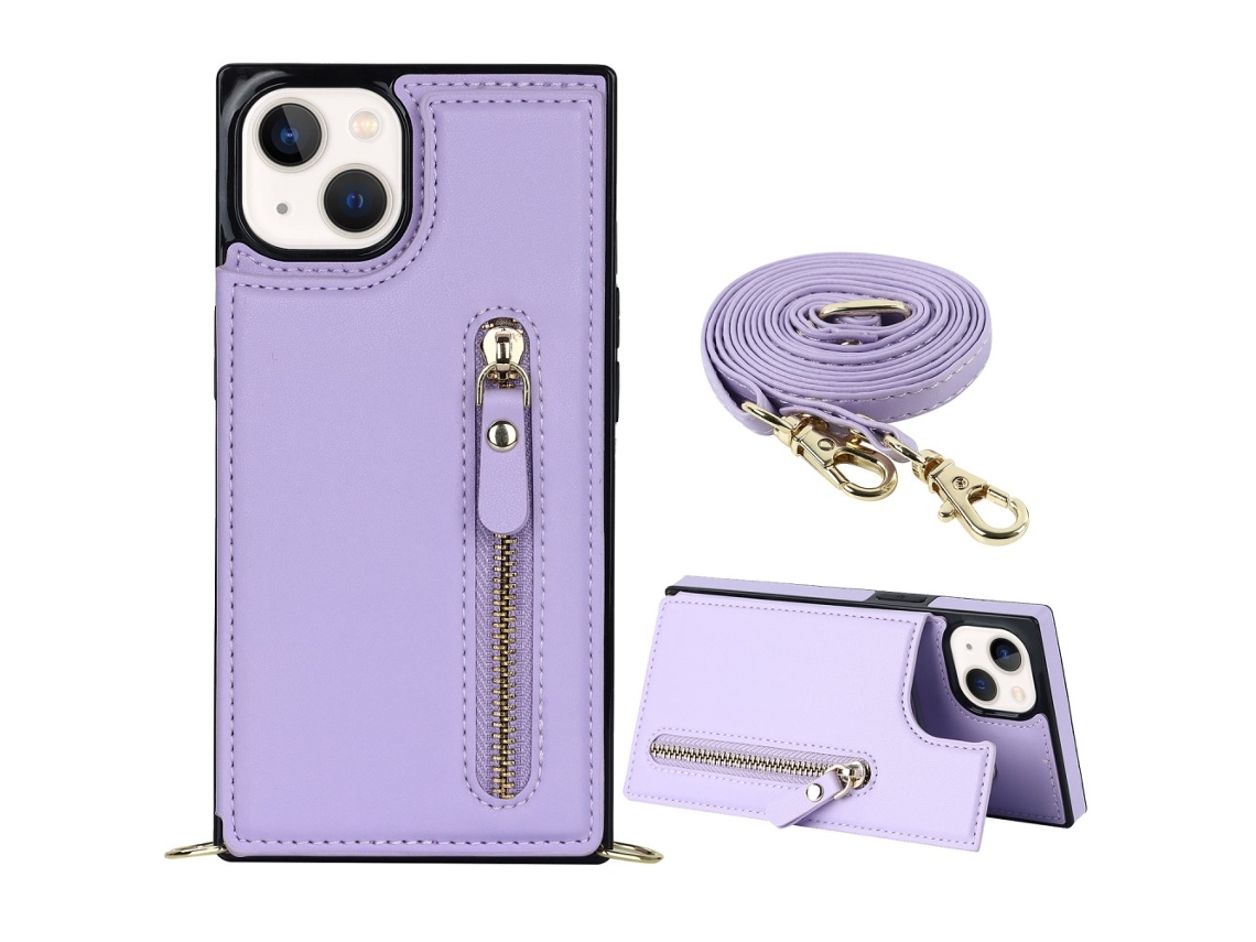 Capa Quedas Pega Inch Para Iphone 13 Pele Sintética Anti-choque Roxo