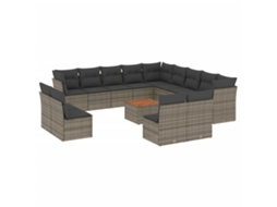 Conjunto de 14 Sofás P/ Jardim C/ Almofadões Vime Pe Cinzento MAISON EXCLUSIVE (14 pcs)