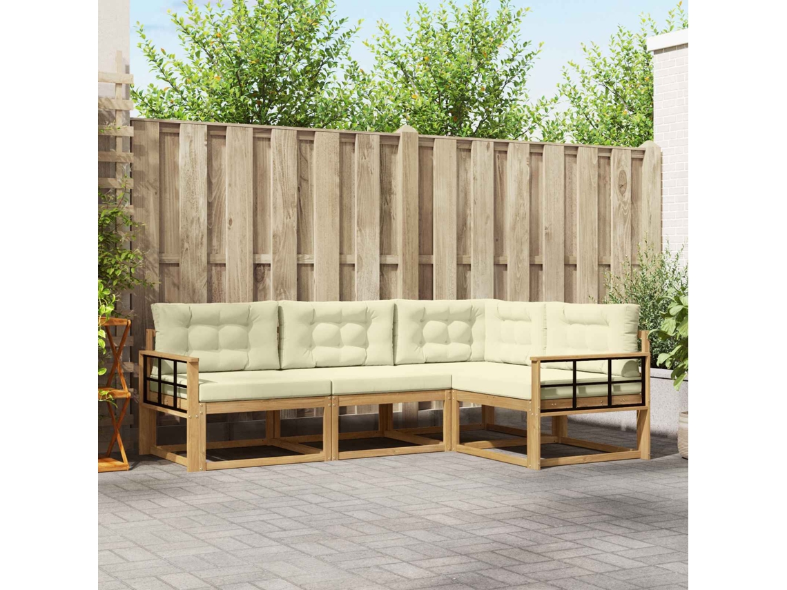 Vidaxl Conjunto De Sofás Para Exterior 3 Unid. Branco E Creme
