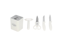 Conjunto de 5 Facas de Cozinha Aço Inoxidável com Base para Cozinha Bbq Pátio Piquenique