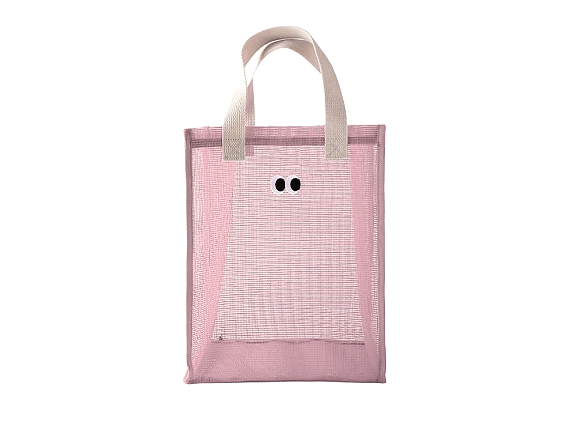 Cesto de Banho Portátil Malha Rosa Ideal para Viagens