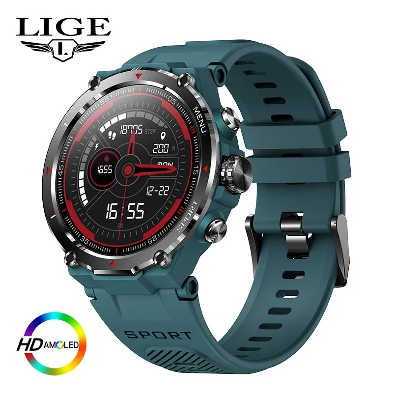 (azul Silicone) Smartwatch, Tela Totalmente Sensível Ao Toque, Chamadas Bluetooth, À Prova D'água.