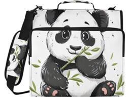 Pasta Fichário Com Estampa De Panda, Ideal Escola E Trabalho Resistente À Água, Possui 3 Argolas