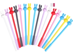 Conjunto de 16 Canetas em Gel Plástico com Escrita Suave, Formato Coelho Fofo, Ideais para CHABERLU