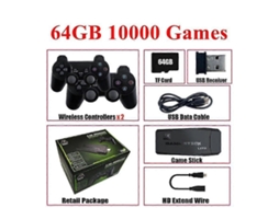 Console de videogame retrô de 64 GB com 10.000 jogos integrados, controle sem fio 4K HD para PS1 e GBA. Brilvibera