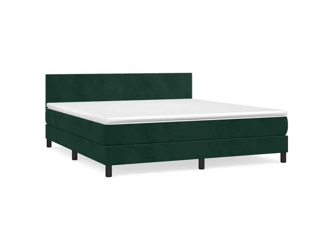 Cama com Molas/colchão 160x200 Cm Veludo Verde escuro MAISON EXCLUSIVE