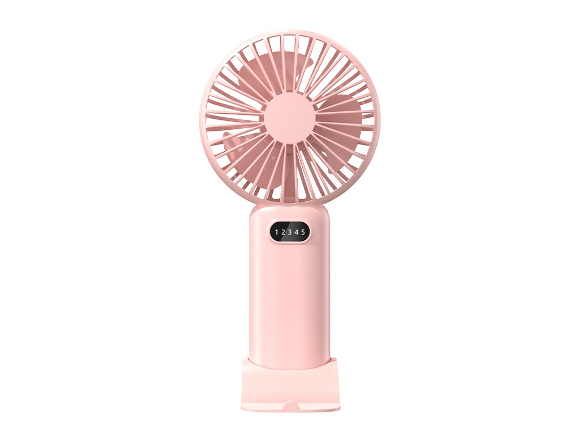 Ventilador Portátil de Mão, 5 Velocidades de Vento, Multifuncional, Dobrável, com Alça para o Pescoço 3000mah MDUG (rosa)