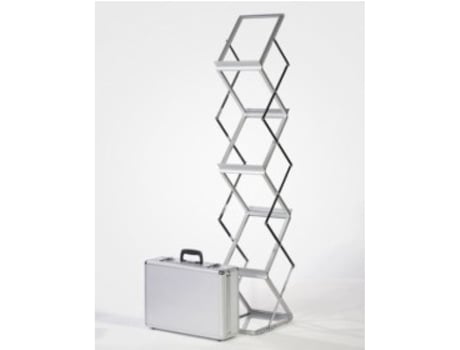 Porta Folhetos De Alumínio Com 6 Bandejas De Acrílico Z Porta Catálogos A3 Estudioplast (42x30cm)