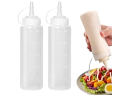 2 potes de condimento de plástico de qualidade alimentar de 8 onças com dispensador Tampa Molhos e Temperos