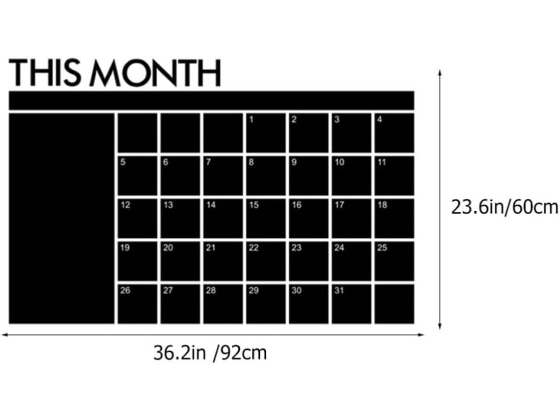 Tableau De Calendrier Familial Noir Em Pvc, Ardoise Effaçable