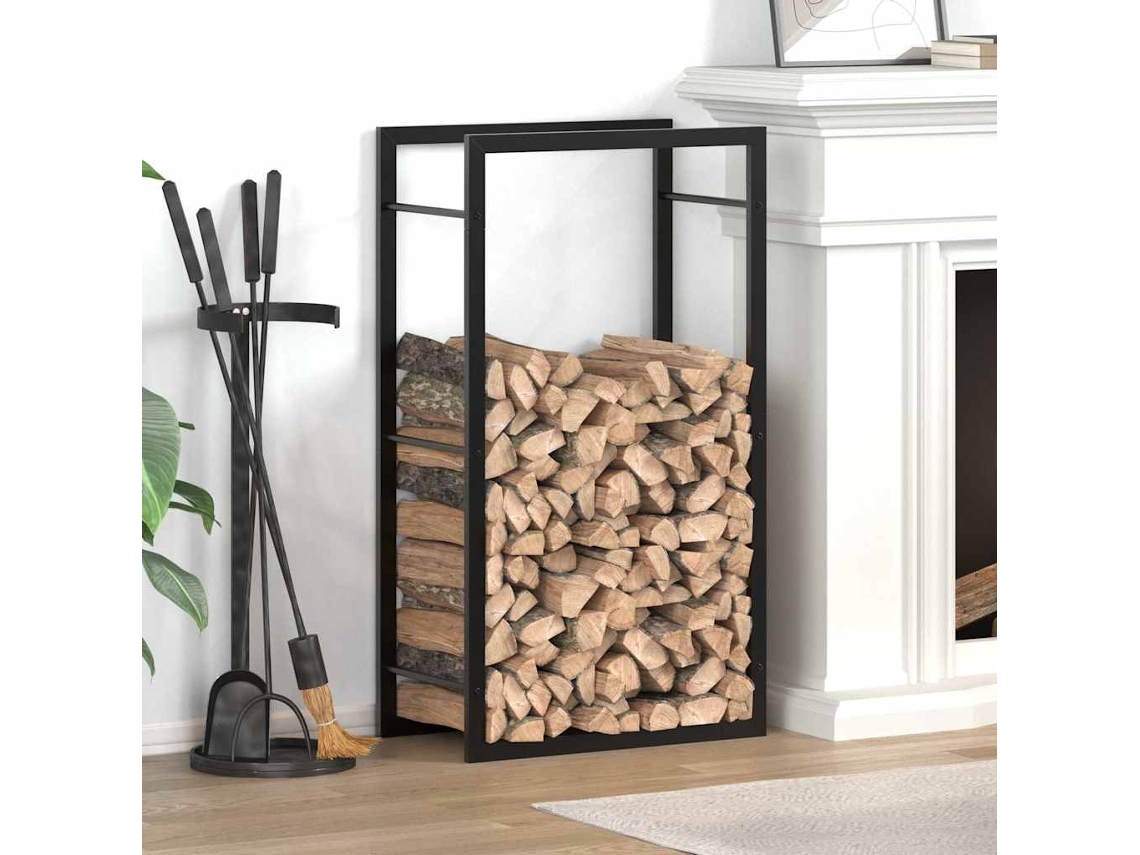 Vidaxl Suporte Para Lenha 50x28x94 Cm Aço Preto Mate