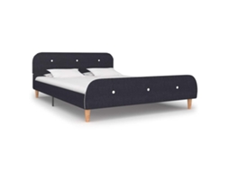 Estrutura De Cama Sem Colchão 135x190 Cm Tecido Cinzento-escuro