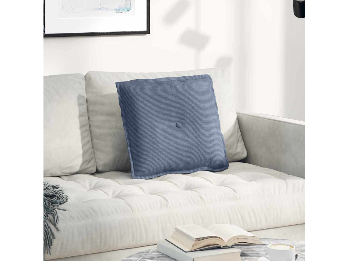 Vidaxl Travesseiro Para Costas Azul 50 X 45 Cm Tecido De Veludo Cotele