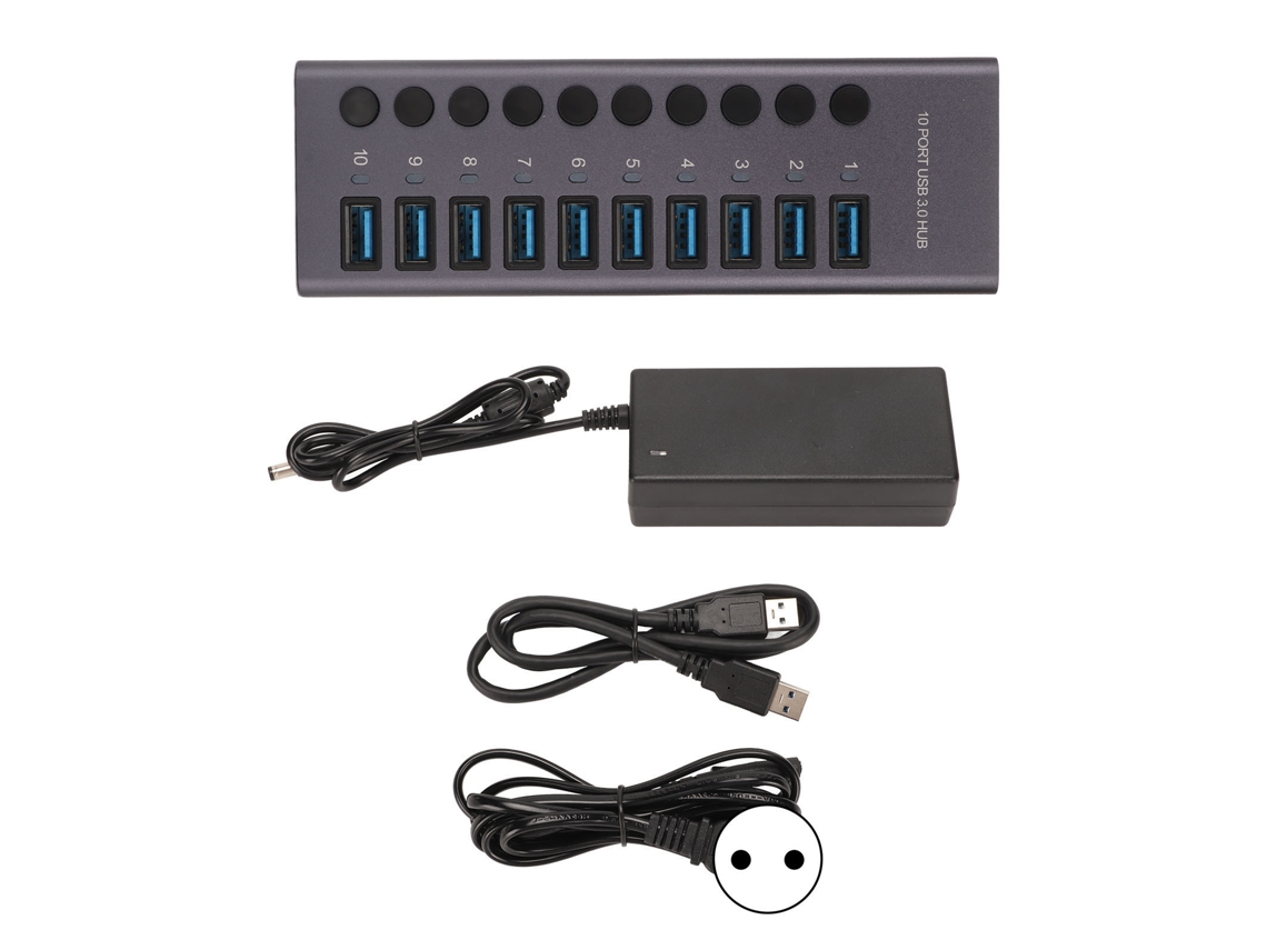 Hub Splitter Usb3.0 Com 10 Portas Hub De Dados Usb3.0 Com Alimentação Com Plugue Eu 100-240v