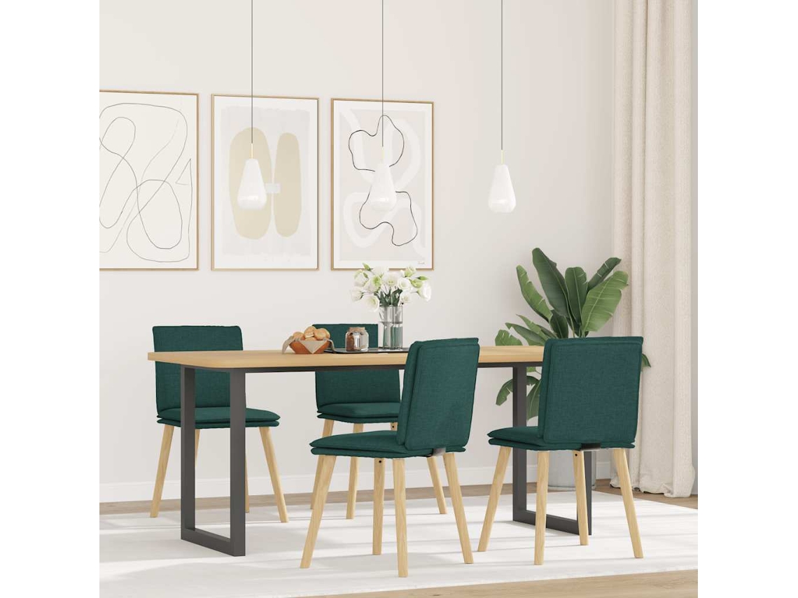 Vidaxl Cadeiras De Jantar 4 Pcs Tecido Verde Escuro