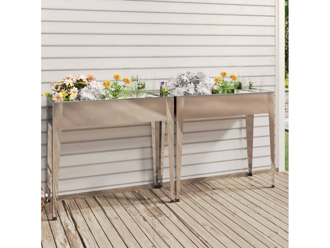 Vidaxl Vasos/floreiras De Jardim 2 Pcs Aço Galvanizado