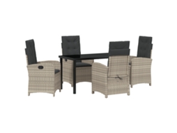 Conjunto 5 Conjunto De Jantar Para Jardim Vidaxl Cinzento-claro Vime Pe (140 X 70 X 73 Cm)