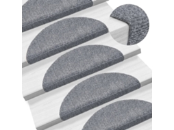 Vidaxl Tapetes De Escada Autoadesivos 15 Peças 56x17x3 Cm Cinza Claro Semicircular