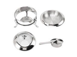 Primerox conjunto Chafing Dish Buffet Redondo Aço Inoxidável Aquecedor Portátil 20cm
