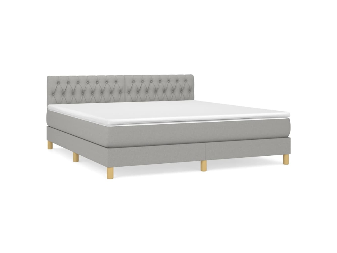 Cama com Molas/Colchão 180x200 Cm em Tecido Cinzento Claro MAISON EXCLUSIVE