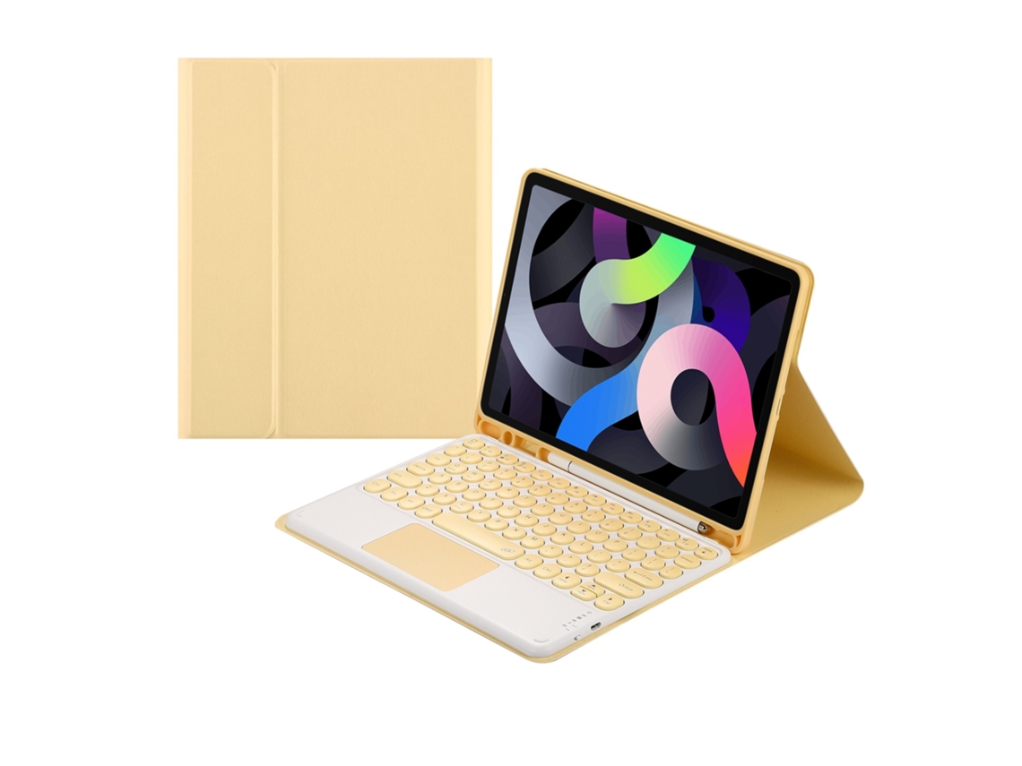 Lurelia Capa Com Teclado Bluetooth Para Ipad 8 10.2, Amarelo E Branco