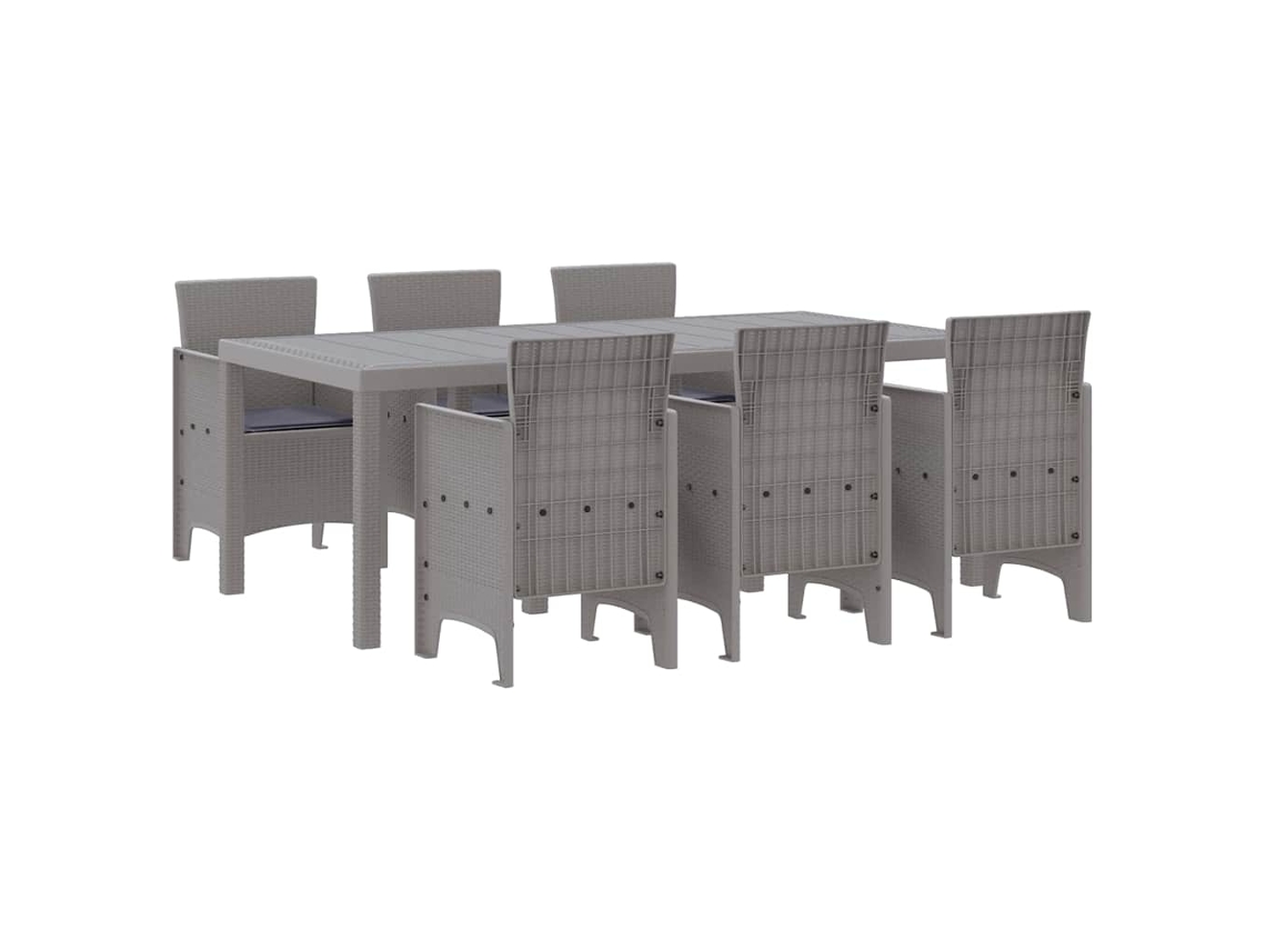 Conjunto 7 Jantar Ao Ar Livre Vidaxl Cinzento-claro Polipropileno (200 X 100 X 73 Cm)