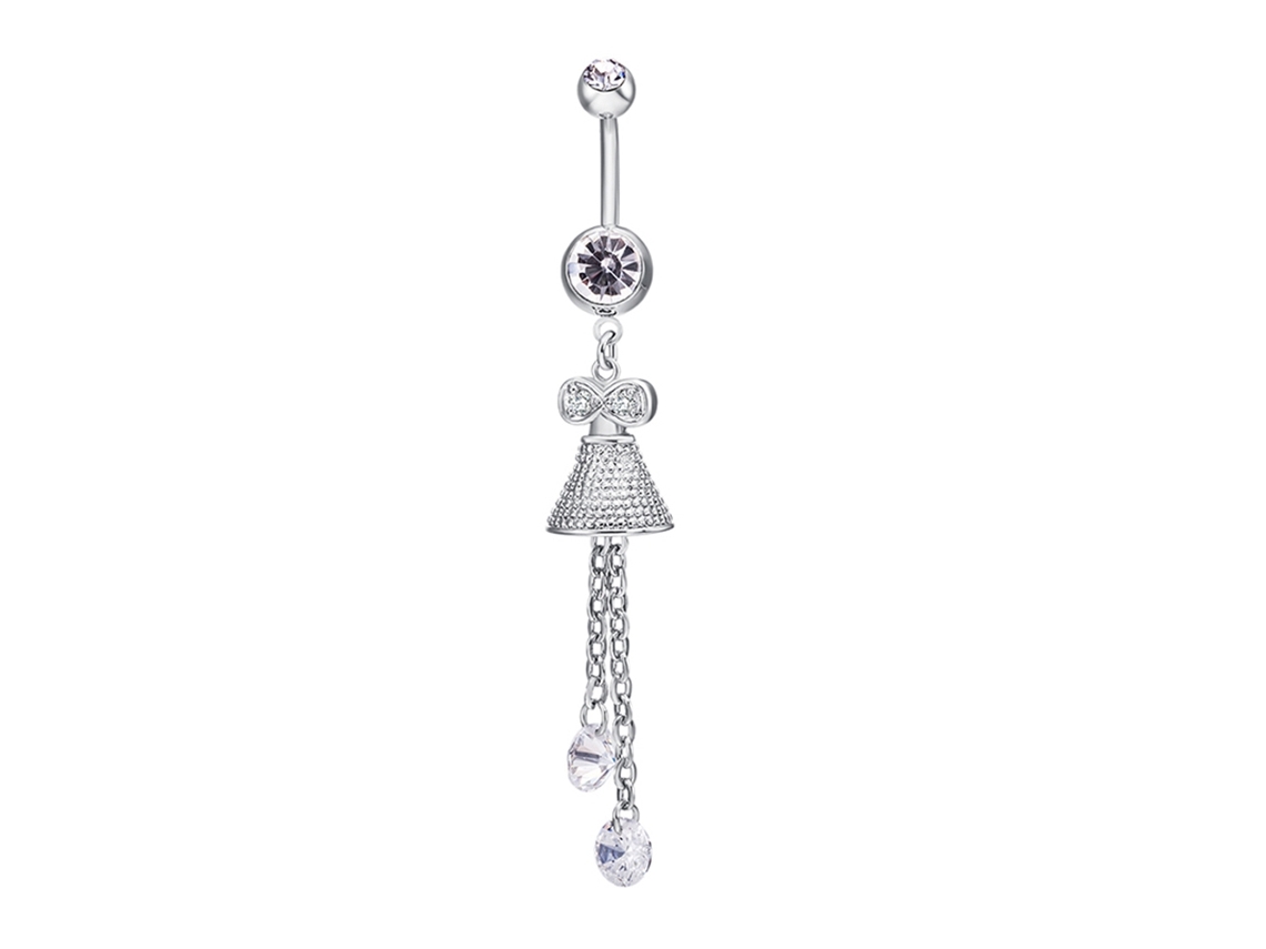 Anel De Umbigo Aço Cirúrgico Com Sino Zircão Fashion Acessório