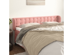Vidaxl Cabeceira De Cama C/ Abas Veludo 203x23x78/88 Cm Rosa