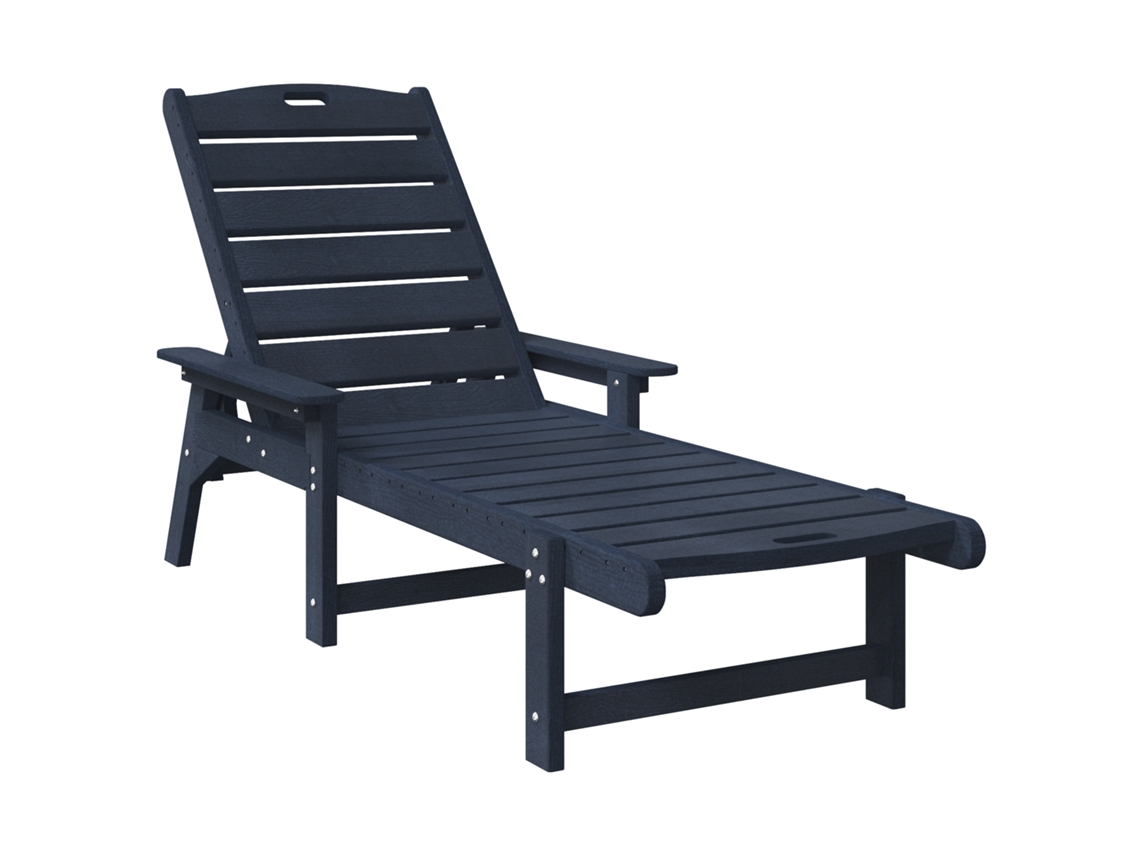 Conjunto 2 Espreguiçadeira De Sol Para O Exterior Vidaxl Azul-marinho Polietileno (195,5 X 53 X 98,5 Cm)