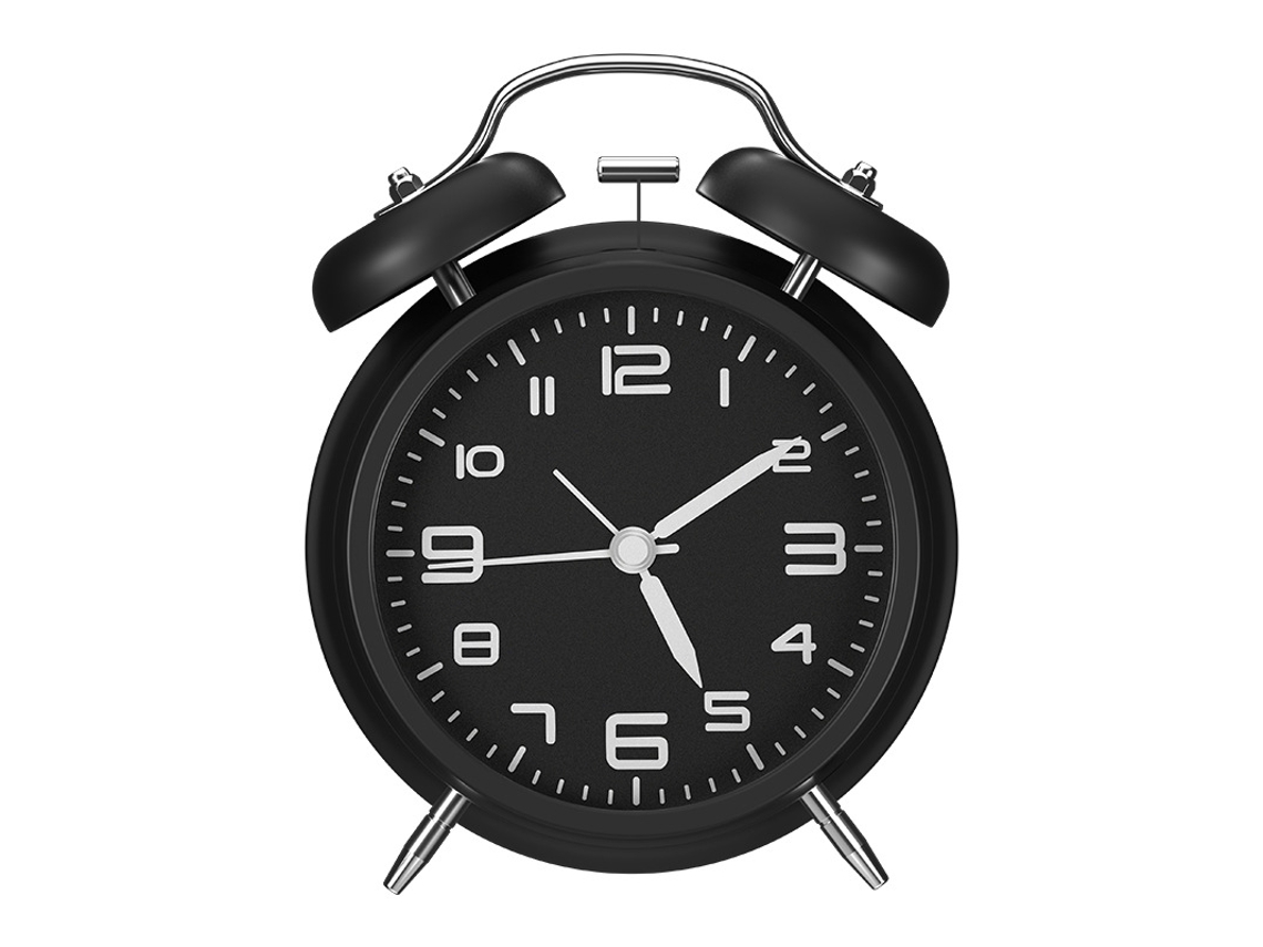 Despertador Analógico Tradicional, Recarregável, Crianças, Preto Dureforward