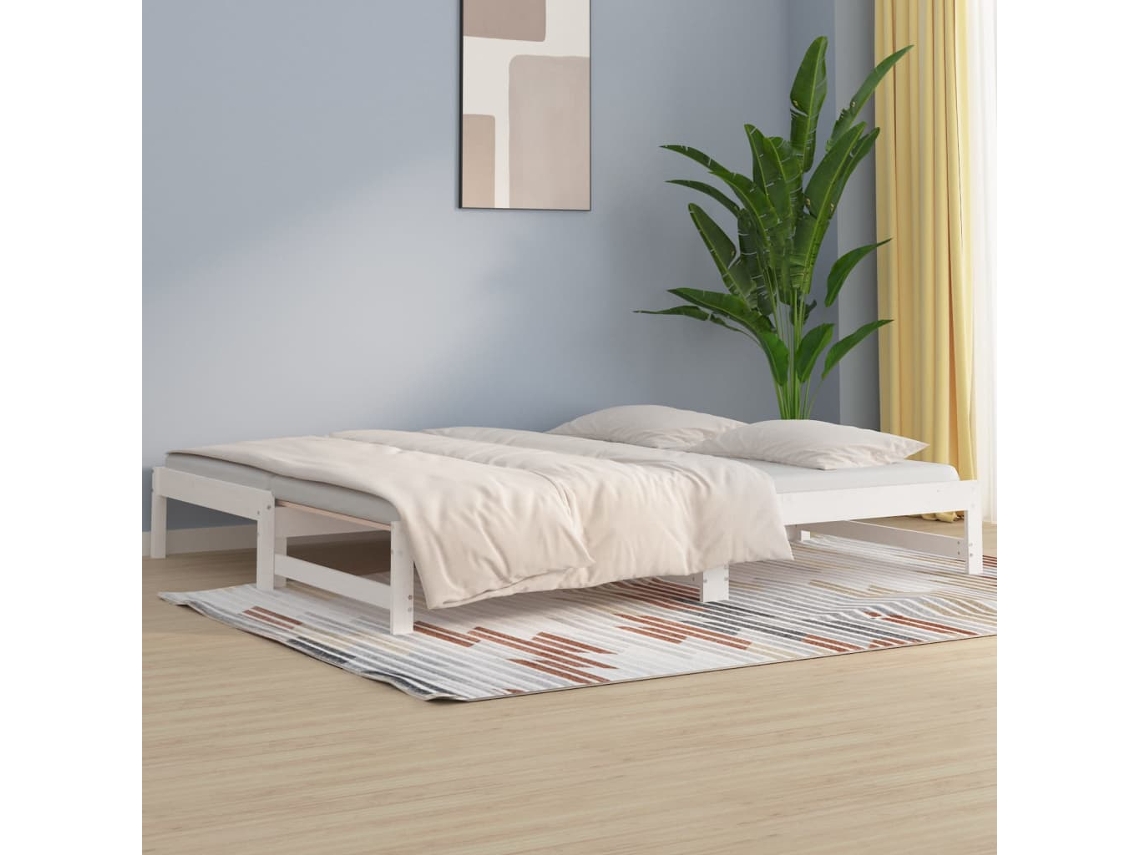 Vidaxl Sofá-cama De Puxar 2x(80x200) Cm Pinho Maciço Branco