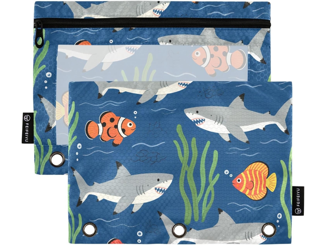 Pasta Organizadora De Documentos Azul Marinho Com Janela Transparente, Bolsa Grande Com Ilhós Reforçados E Fecho, 3 Argolas