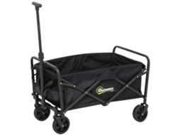 Carrinho de Transporte com Rodas Carrinho de Jardim Dobrável com Pega Telescópica Ajustável 2 Bolsas de Arrumação 64x42x27 Cm Preto Ge