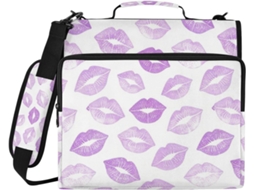 Lilac Kisses Pasta De 3 Argolas 1, 5 Polegadas Com Zíper E Alça De Ombro, Fácil De Transportar, Organizador Escolar